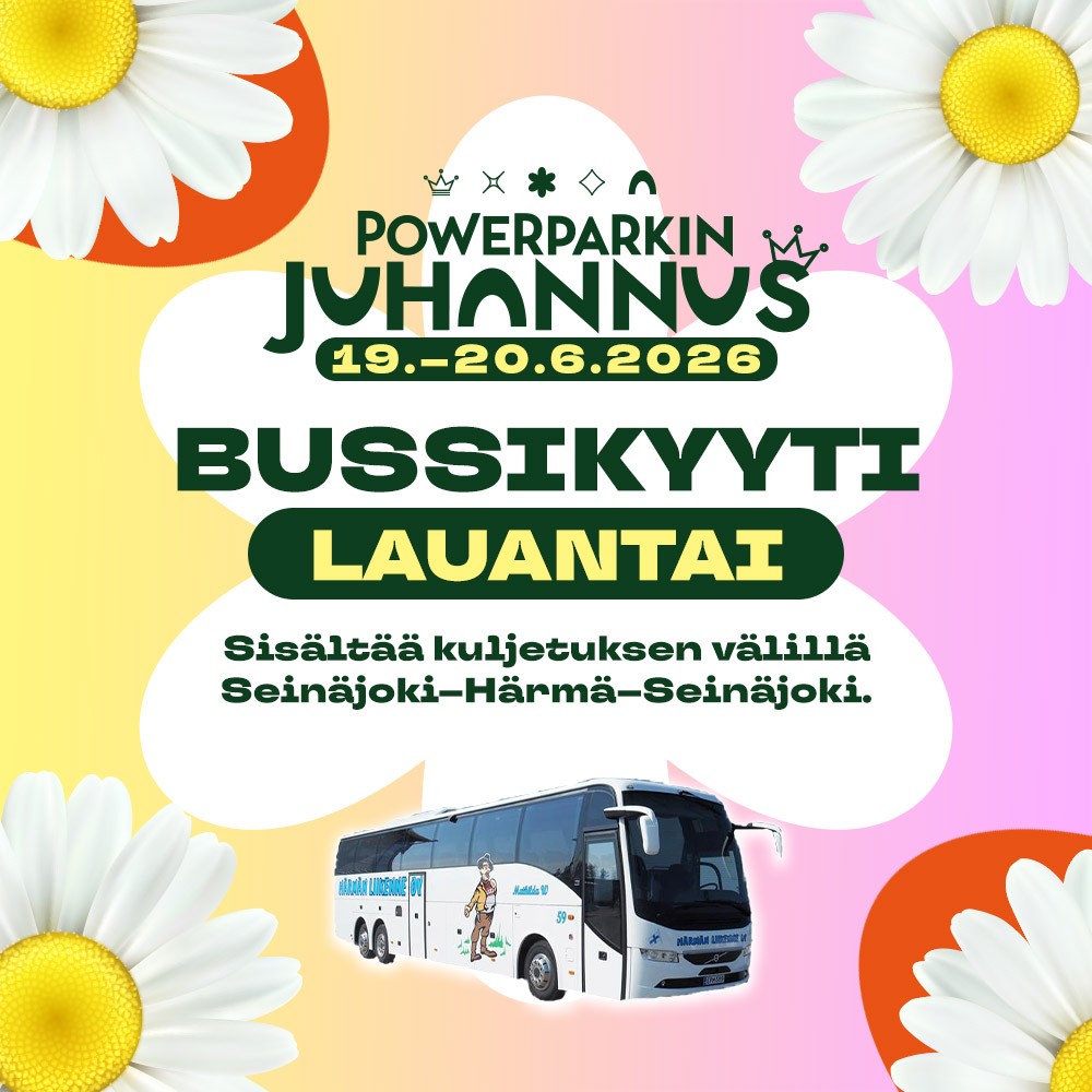 PowerParkin juhannus bussikyyti lauantai 2026
